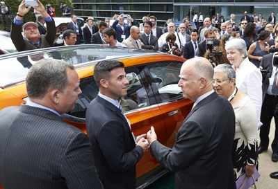 jerry brown and plug in car (select to view enlarged photo)