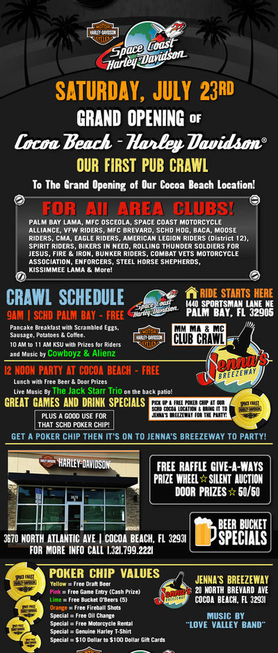 Grand Opening of Cocoa Beach Harley-Davidson! Our First Pub Crawl! (select to view enlarged photo)